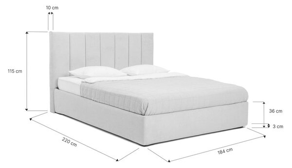 Letto matrimoniale imbottito grigio con contenitore con rete inclusa 180x200 cm Thessa Bold Line – Bonami Selection