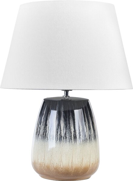 BELIANI Lampada da tavolo in Vetroceramica grigia e beige 63 cm Cono bianco Paralume fatto a mano Comodino Soggiorno Camera da letto illuminazione
