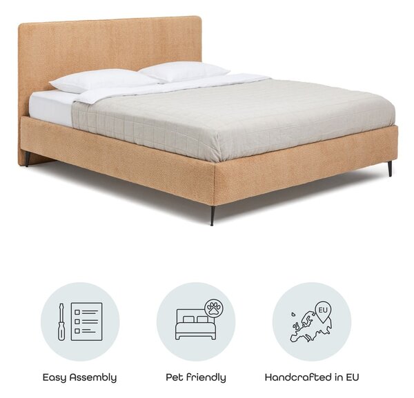 Letto matrimoniale imbottito color senape con rete inclusa 160x200 cm Noira Slim – Bonami Selection