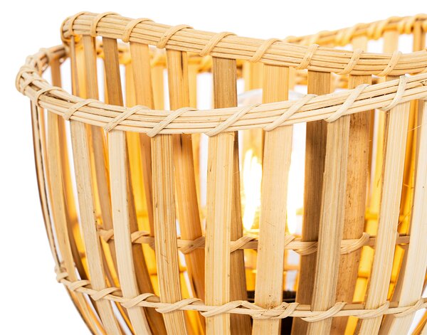 Lampada da tavolo orientale nera con bambù naturale - Pua