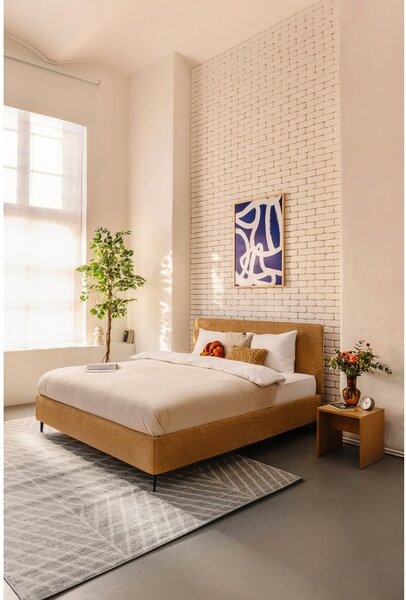 Letto matrimoniale imbottito color senape con rete inclusa 160x200 cm Noira Slim – Bonami Selection