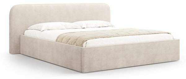 Letto matrimoniale imbottito beige con contenitore e rete inclusi 200x200 cm Elizabeth – Micadoni