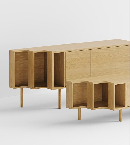 Mobile TV di colore naturale con effetto rovere 189x50x44 cm Shift – Woodman