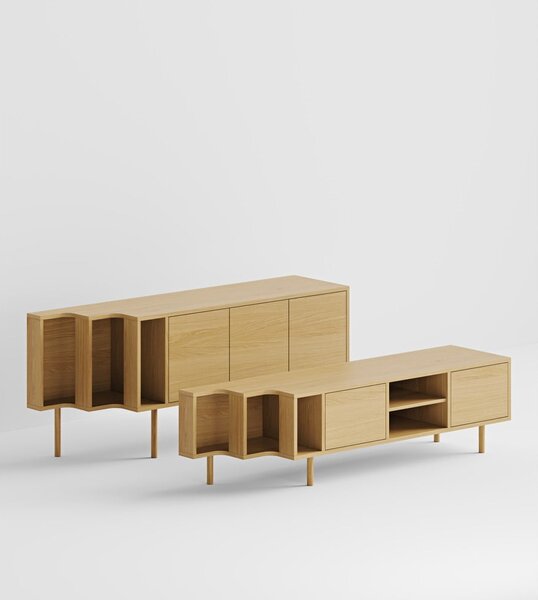 Mobile TV di colore naturale con effetto rovere 189x50x44 cm Shift – Woodman