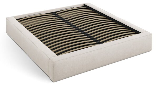 Letto matrimoniale imbottito color crema con contenitore e rete inclusi 140x200 cm Simon – Micadoni