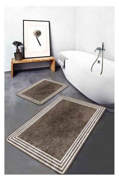 Set di tappetini per il bagno grigio tortora in velluto 2 pz 60x100 cm – Mila Home