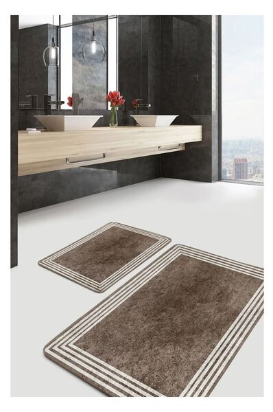 Set di tappetini per il bagno grigio tortora in velluto 2 pz 60x100 cm – Mila Home