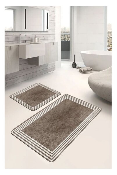 Set di tappetini per il bagno grigio tortora in velluto 2 pz 60x100 cm – Mila Home
