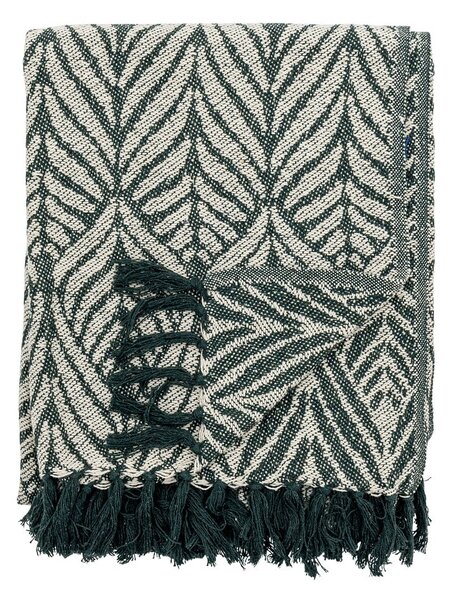 Coperta verde e beige in cotone riciclato 130x160 cm Ugento – Bloomingville