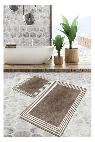 Set di tappetini per il bagno grigio tortora in velluto 2 pz 60x100 cm – Mila Home