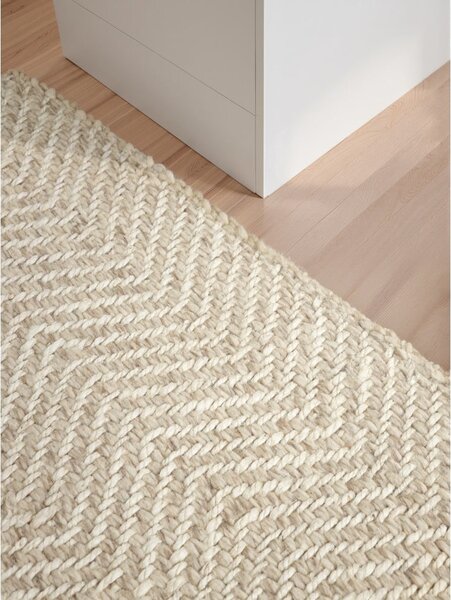 Passatoia color crema e avorio in misto lana tessuta a mano 80x200 cm Majoli – Elle Decoration