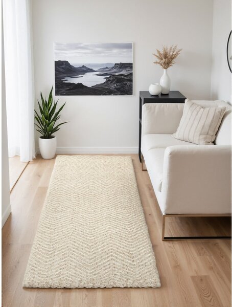 Passatoia color crema e avorio in misto lana tessuta a mano 80x200 cm Majoli – Elle Decoration