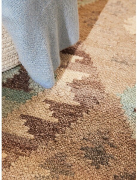 Tappeto azzurro/beige in lana reversibile/tessuto a mano 160x230 cm Kamal Dune – Nouristan