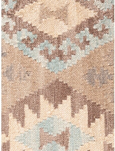 Passatoia azzurra/beige in lana reversibile/tessuta a mano 60x190 cm Kamal Dune – Nouristan