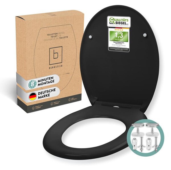 BENKSTEIN Sedile WC Copriwater nero ovale Copriwater Sedile WC