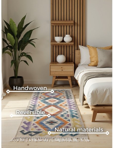 Passatoia in lana reversibile/tessuta a mano 60x190 cm Kamal Oasis – Nouristan