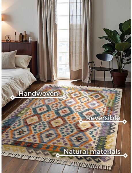 Tappeto in lana reversibile/tessuto a mano 120x170 cm Kamal Oasis – Nouristan