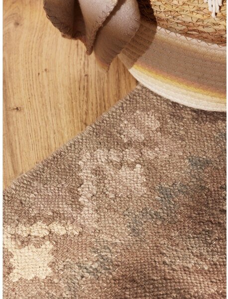 Passatoia azzurra/beige in lana reversibile/tessuta a mano 60x190 cm Kamal Dune – Nouristan