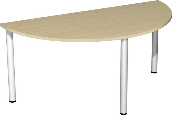 Tavolo da conferenza, LxPxA 1600x800x720 mm, semicircolare, struttura a 3 gambe, colore del piano/della struttura acero/argento