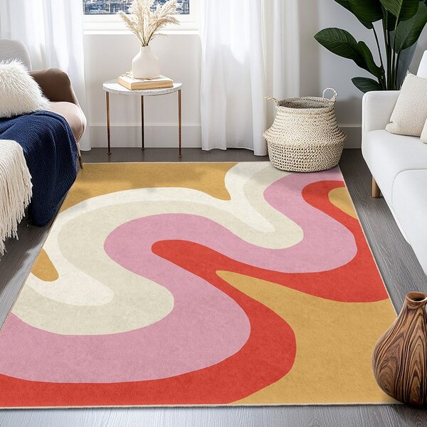 Tappeto giallo e rosa lavabile 160x230 cm Raspberry Creamsicle – Mila Home