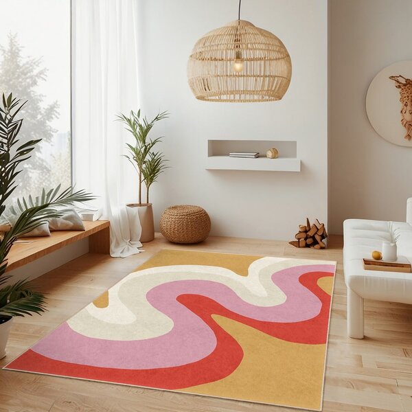 Tappeto giallo e rosa lavabile 160x230 cm Raspberry Creamsicle – Mila Home