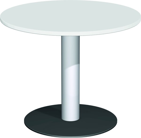 Tavolo a colonna, diametro x altezza 900 x 720 mm, rotondo, colore del piano grigio chiaro, colonna argento, base a piatto antracite