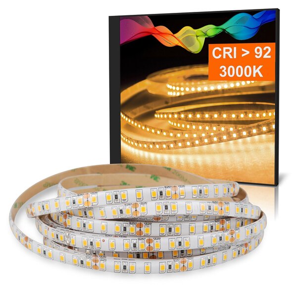 Striscia LED 2835 Bianco caldo (3000K) CRI 92 72W 5 metri 24V IP44