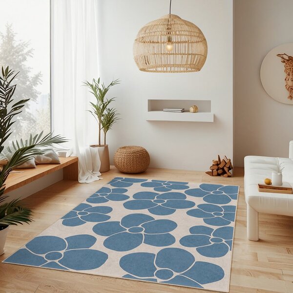 Passatoia blu lavabile 80x200 cm Blue Meadow – Mila Home
