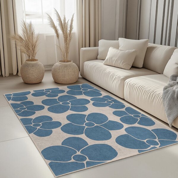 Passatoia blu lavabile 80x200 cm Blue Meadow – Mila Home
