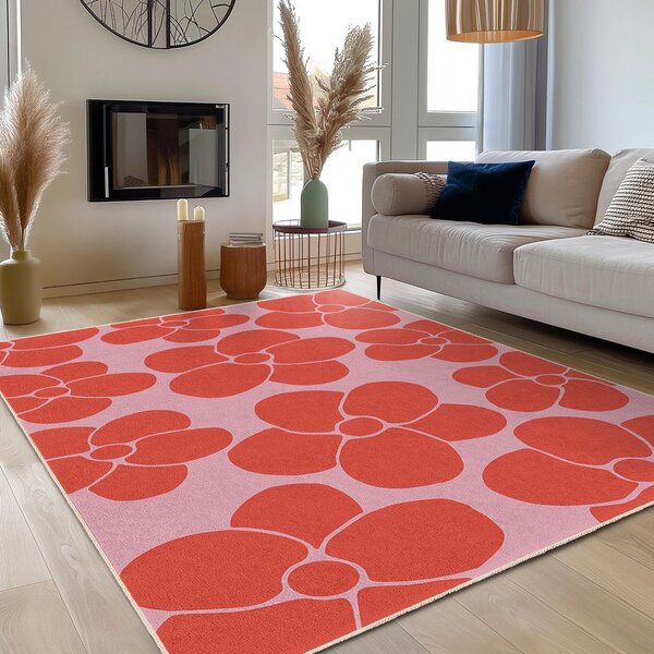 Passatoia rossa e rosa lavabile 60x230 cm Poppy Fields – Mila Home