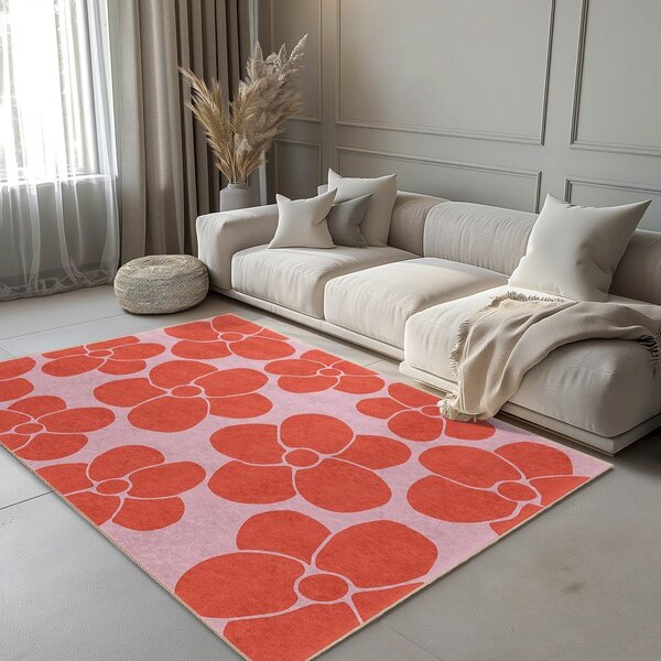 Passatoia rossa e rosa lavabile 60x230 cm Poppy Fields – Mila Home
