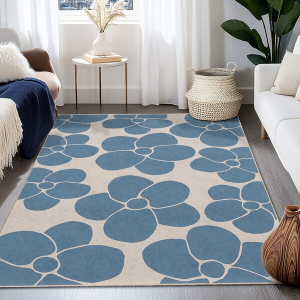 Passatoia blu lavabile 80x200 cm Blue Meadow – Mila Home
