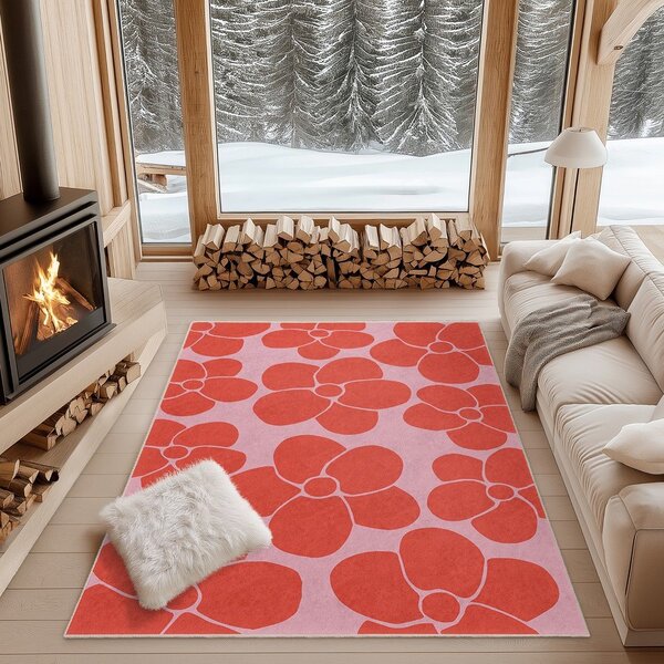 Passatoia rossa e rosa lavabile 60x230 cm Poppy Fields – Mila Home