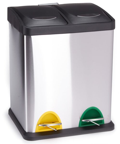 Cestino per la spazzatura 2x8 l color argento opaco in acciaio per raccolta differenziata/con pedale Tri Selectif – MSV