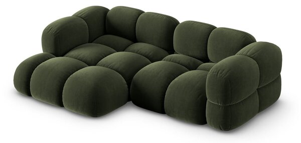 Divano angolare verde (con penisola a sinistra/con chaise lounge) con rivestimento in velluto Loretto – Cosmopolitan Design