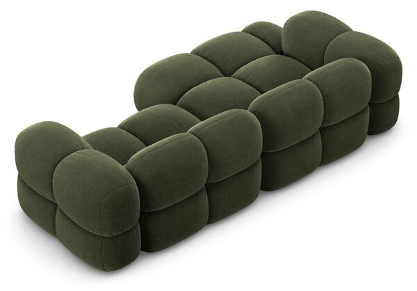 Divano angolare verde (con penisola a sinistra/con chaise lounge) con rivestimento in velluto Loretto – Cosmopolitan Design