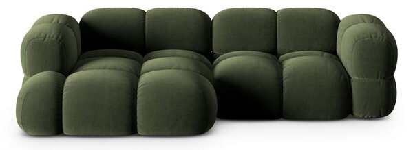Divano angolare verde (con penisola a sinistra/con chaise lounge) con rivestimento in velluto Loretto – Cosmopolitan Design