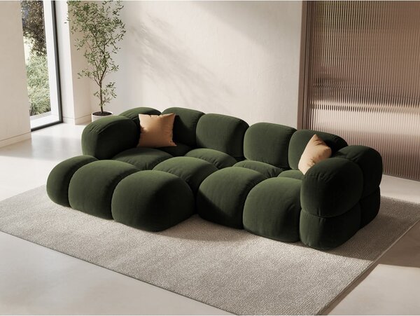 Divano angolare verde (con penisola a sinistra/con chaise lounge) con rivestimento in velluto Loretto – Cosmopolitan Design