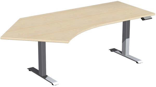 Tavolo elevatore elettrico, regolabile in altezza di 135° a sinistra, 2166x1130x730-1230, acero/argento