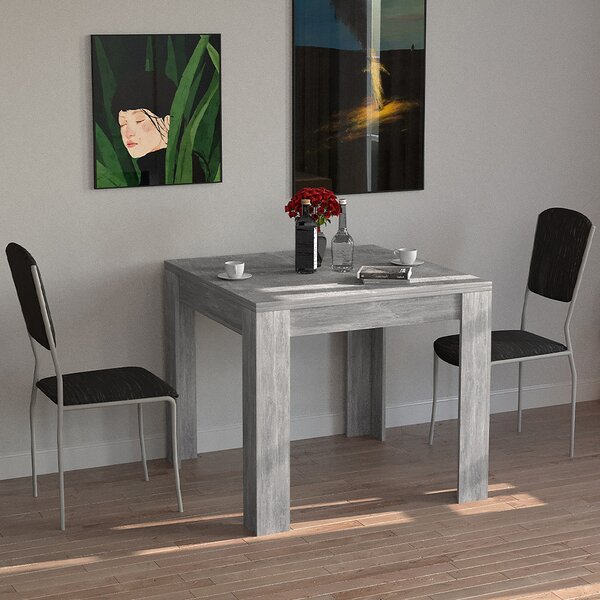 Tavolo da Pranzo Quadrato Allungabile a Libro 90-180x90x74 cm in Legno Effetto Cemento