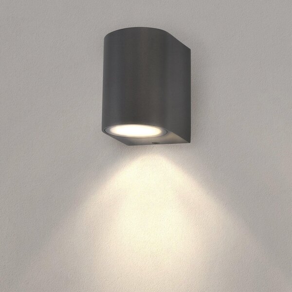 Set di 2 applique a parete, grado di protezione IP54, 3W, luce bianco caldo, attacco GU10, forma rotonda, dimmerabili