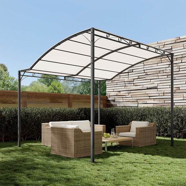 Pergola da Giardino con Tetto Spiovente 300x 250x200-250 cm In Acciaio e PVC Nero