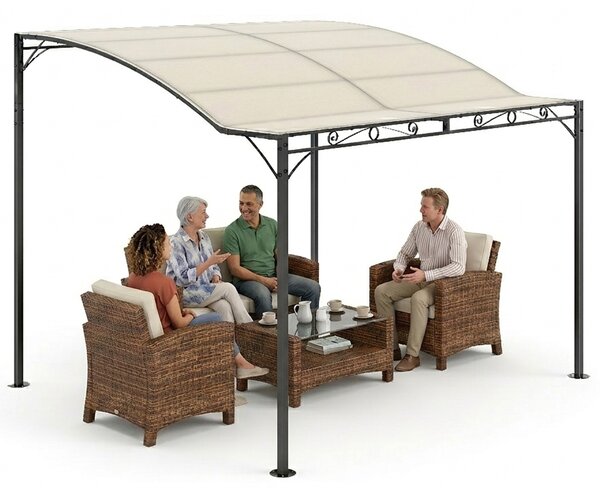Pergola da Giardino con Tetto Spiovente 300x 250x200-250 cm In Acciaio e PVC Nero