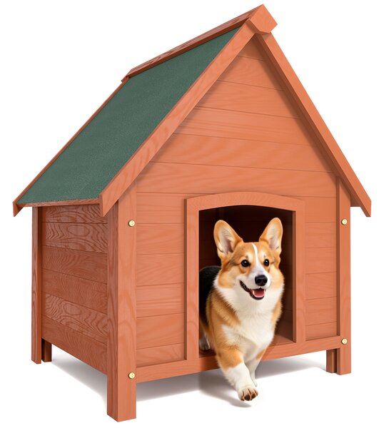 Cuccia per Cani da Esterno 71x62,5x85cm con Tetto Apribile in Legno di Cipresso