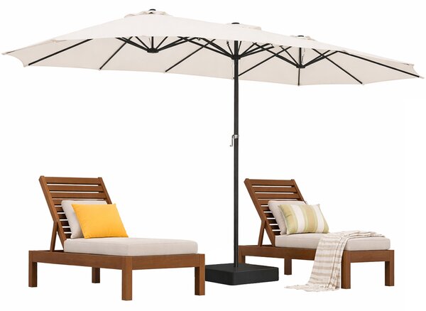 Ombrellone Doppio da Esterno 450x265x237 cm con Base 65x65 cm e Rivestimento Anti UV Crema