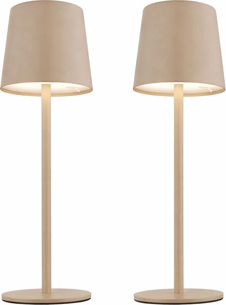2x lampada da tavolo a LED, color sabbia, dimmer touch, batteria ricaricabile, H 28 cm