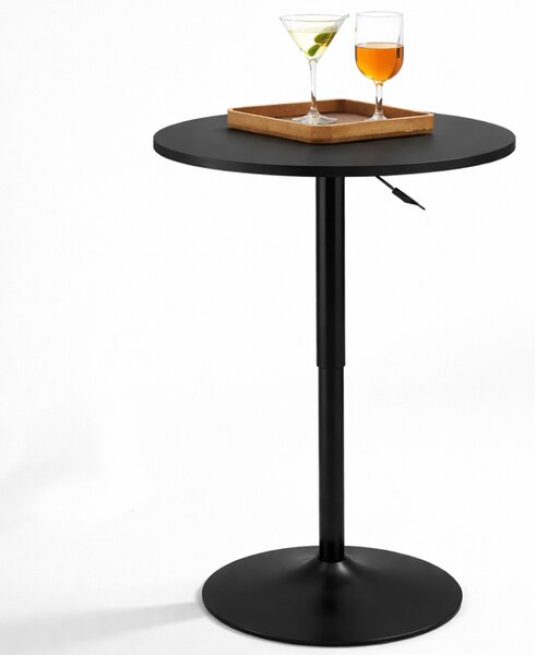 Tavolo Bar Girevole Ø60x70-91 cm con Altezza Regolabile in MDF e Metallo Nero