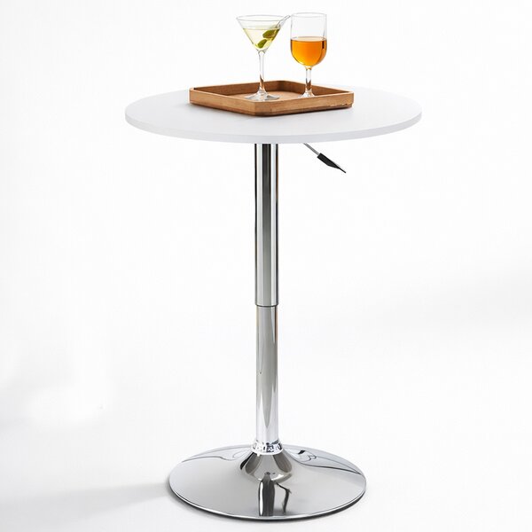 Tavolo Bar Girevole Ø60x70-91 cm con Altezza Regolabile in MDF e Metallo Bianco