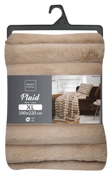 Coperta marrone chiaro in micropile 180x220 cm Boudoir – douceur d'intérieur