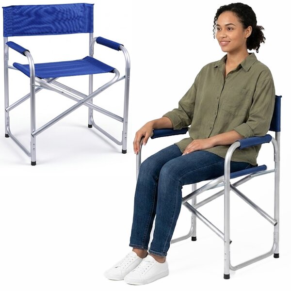 Sedia Regista 57x48x78 cm Struttura in Alluminio Rivestimento Tessuto Oxford Blu